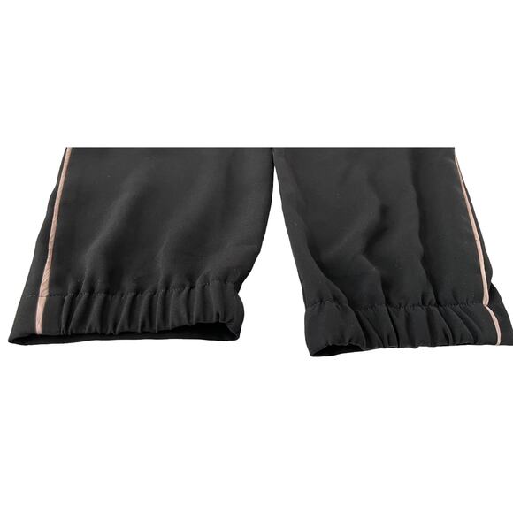 RENE LEZARD HI-RISE GYM TRACK JOG PANTS, WOMENS, M, BLACK-LT. PINK & SILVER TRIM - Picture 7 of 11